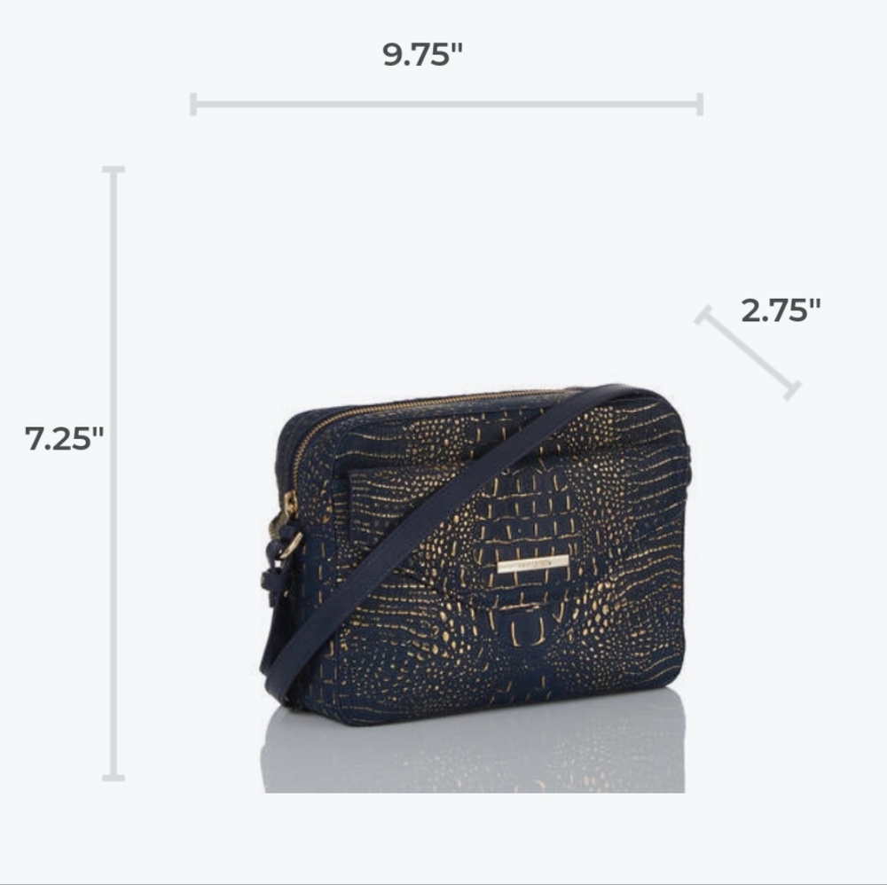 NWT Brahmin Shea Ink Inverness Navy Gold Croc Embossed Leather Crossbody - Picture 11 of 14